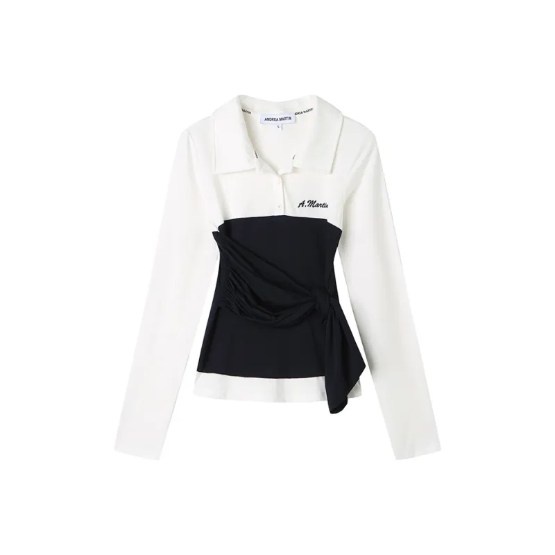 ANDREA MARTIN Drop Shoulder Sleeve T Shirt Women's White-0