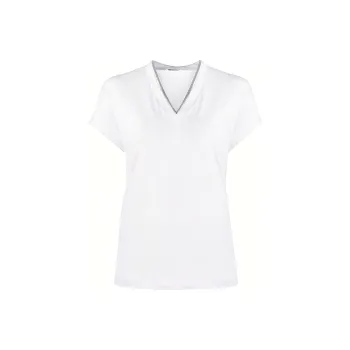Brunello Cucinelli Embellished V Neck T Shirt
