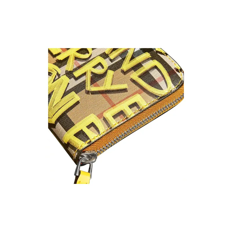 Burberry Cow Leather Card Holder Wallet Women's Yellow-4