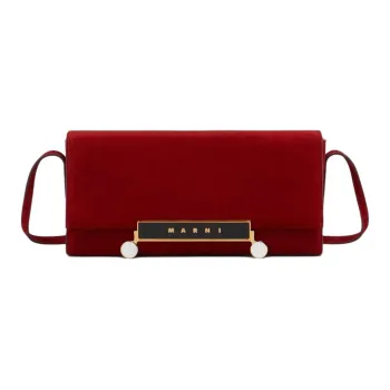 MARNI Calf Wool Handheld Shoulder Bag Unisex Deep Orange