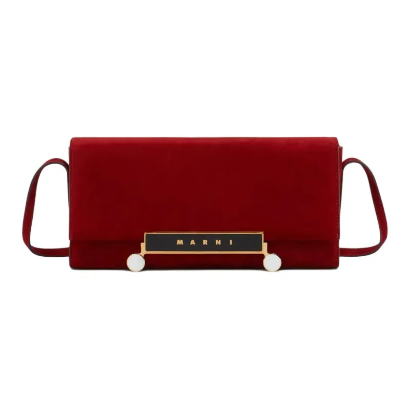 MARNI Calf Wool Handheld Shoulder Bag Unisex Deep Orange-0