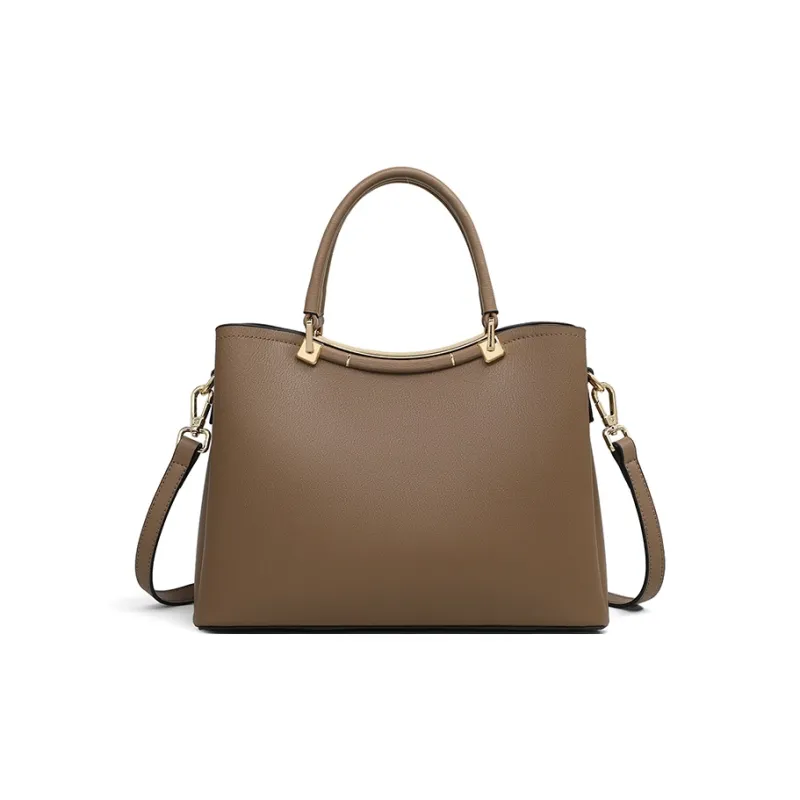 COMELY Cow Leather One Shoulder Handbag Women's Coffee-4
