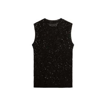 Golden Goose Sequined Mesh Knitted Tank Top