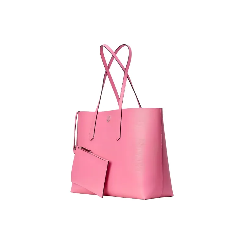Kate Spade Cross Stitch Leather Tote Bag Shopping Bag Handbag Women's Loco Pink-1