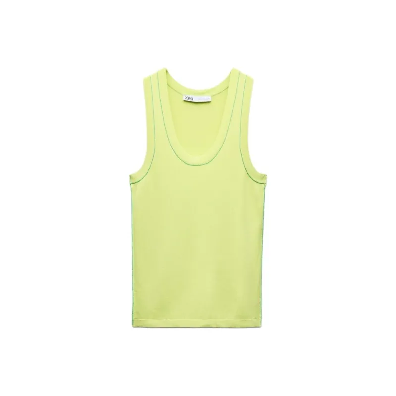 ZARA Tank Tops Women's Green-0