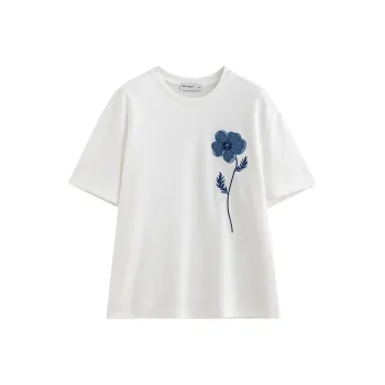 Initial Language Drop Shoulder Sleeve T Shirt Women's
