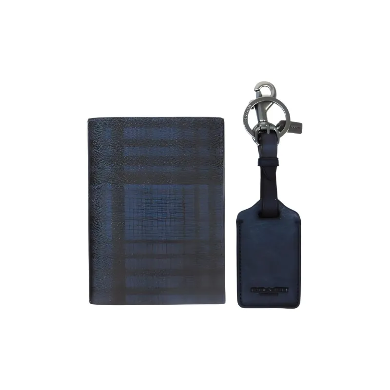 COACH Cow Leather Passport Holder Men's Midnight Marine Blue/Black Antique Nickel-1