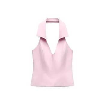 ZARA Tank Tops Women's Light Pink Red