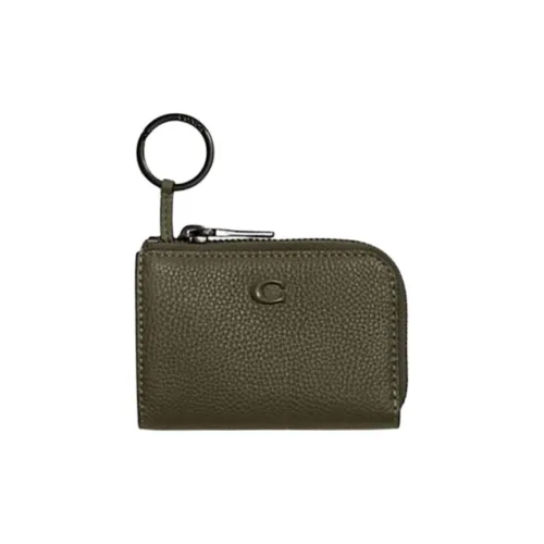 COACH L-Zip Polished Pebbled Leather Key Pouch Women's Green
