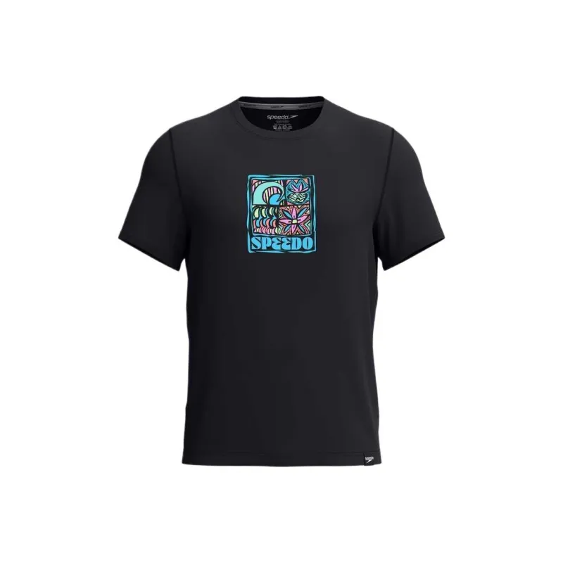 Speedo Short Sleeve Swim Shirt Black Men's Swimwear Men's Black-0