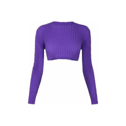 ISSEY MIYAKE Crop Tops Women's Purple