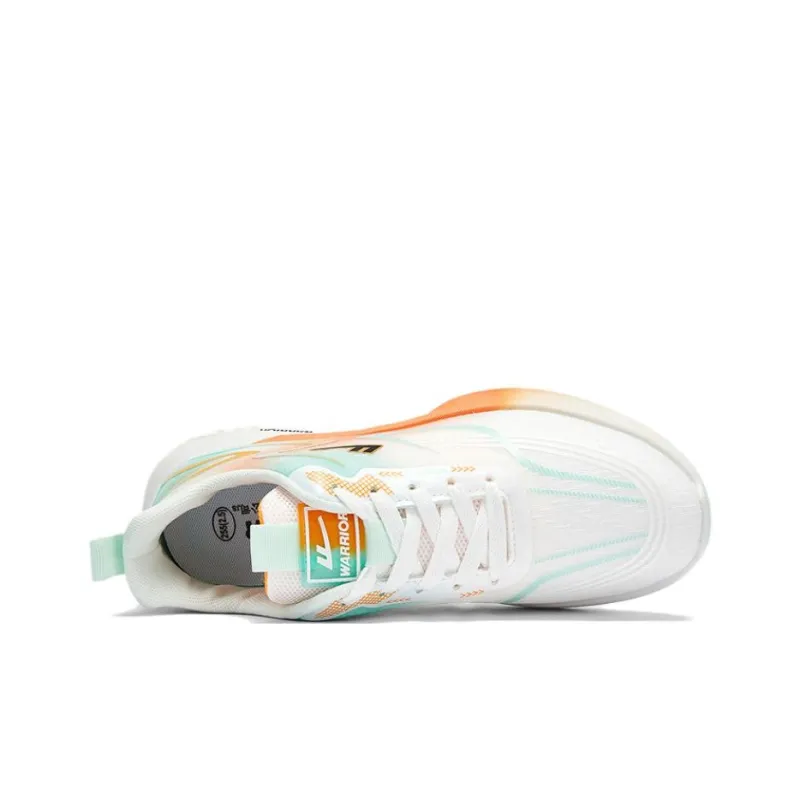 Warrior Low Top Running Shoes Men's White Orange Lake Green-3