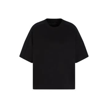 ARMANI EXCHANGEAE Solid Color Crew Neck Short Sleeved Shirt T Shirt Women's Black