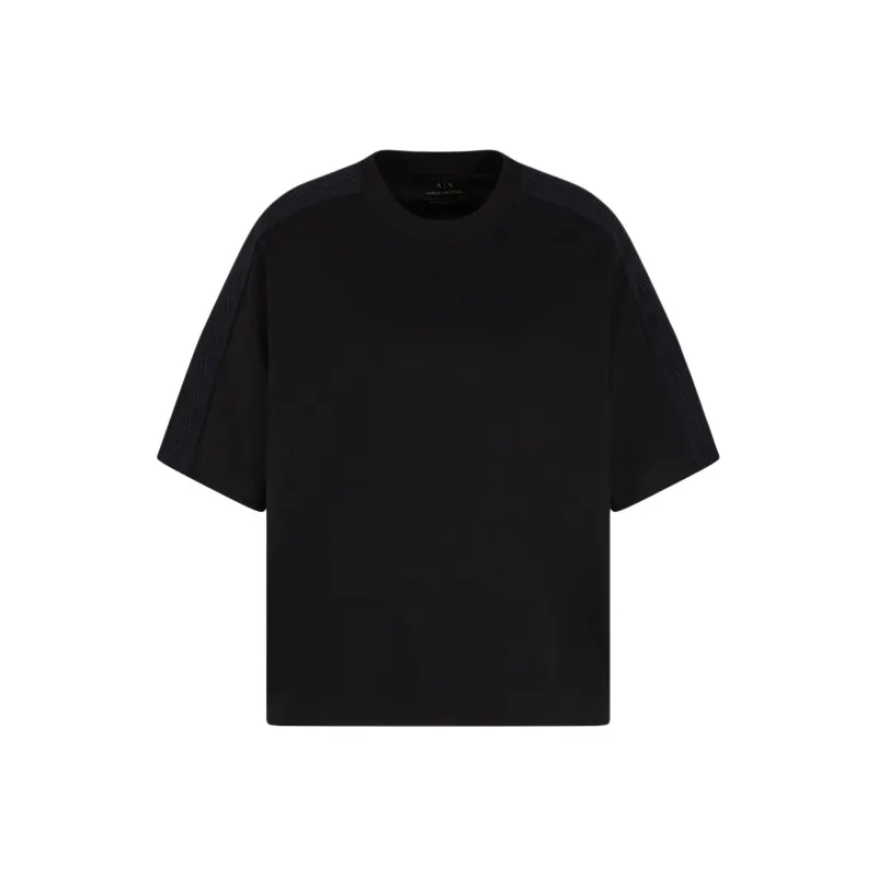 ARMANI EXCHANGEAE Solid Color Crew Neck Short Sleeved Shirt T Shirt Women's Black-0