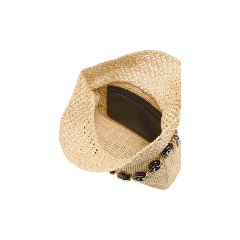 LOEWE Raffia Fiber One Shoulder Handbag Medium Size Women's Natural-7