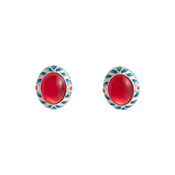 ZWU 925 Sterling Silver New Chinese Style Hoop Earrings Women's