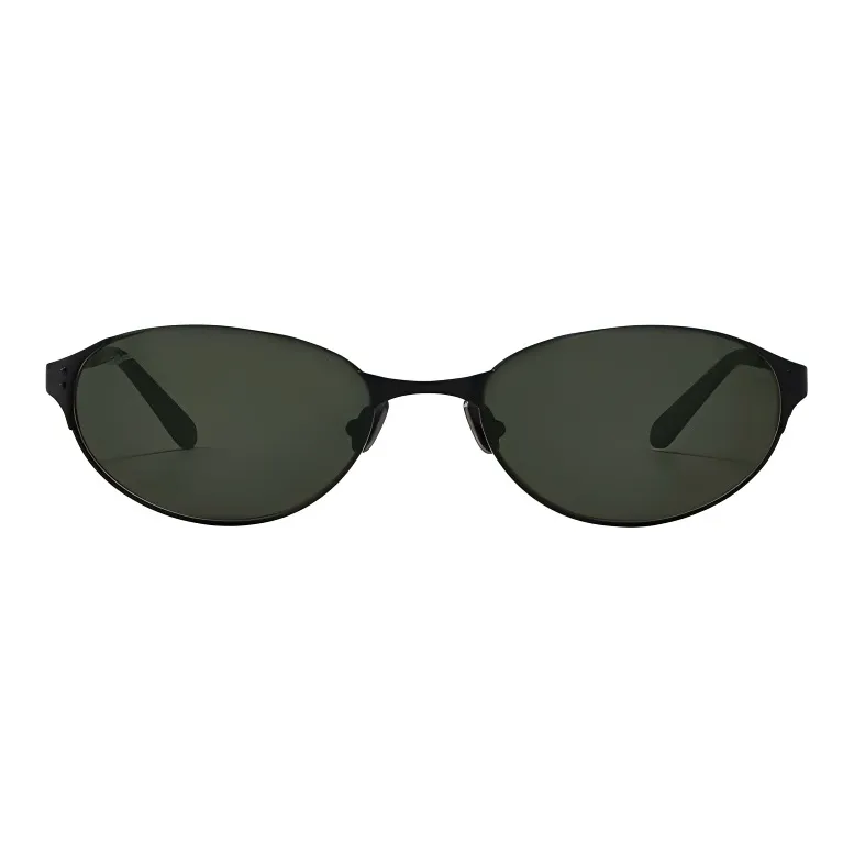Fakeme Titanium Oval Sunglasses Unisex Black-1