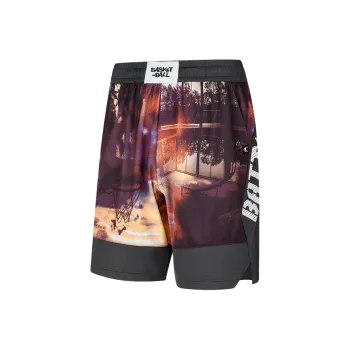 QIAODAN Men's Training Series Basketball Shorts Men's Multicolor Photo Print/Black Sand Gray