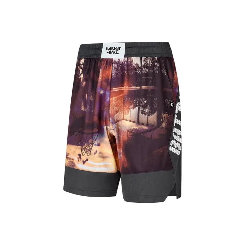QIAODAN Men's Training Series Basketball Shorts Men's Multicolor Photo Print/Black Sand Gray-0