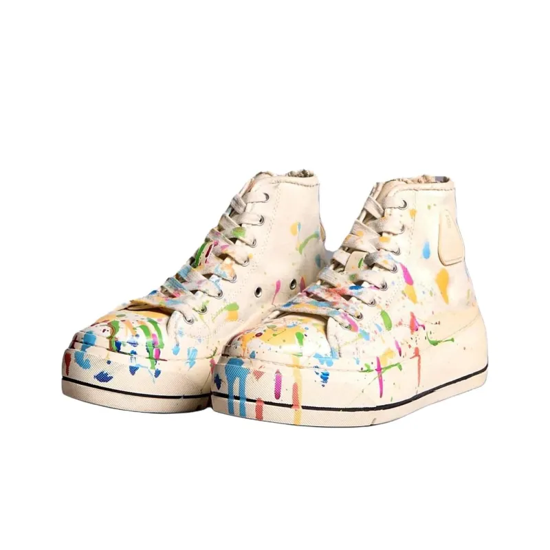 R13 Kurt High Top Canvas Shoes Women's Beige-1