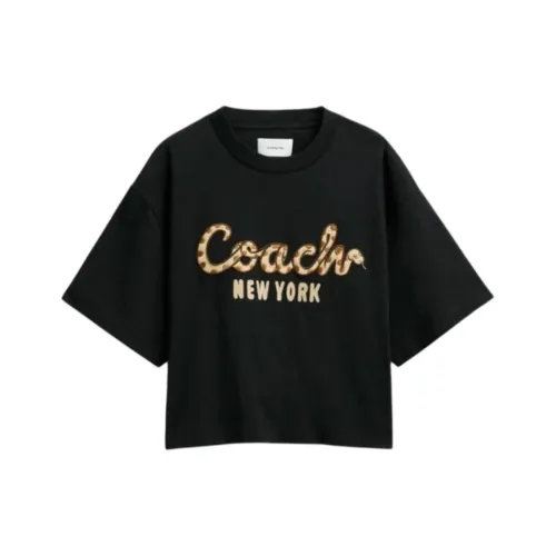 COACH Drop Shoulder Sleeve T Shirt Women's Black