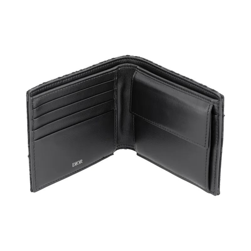 DIOR Fabric Card Holder, Wallet Men's Black-4