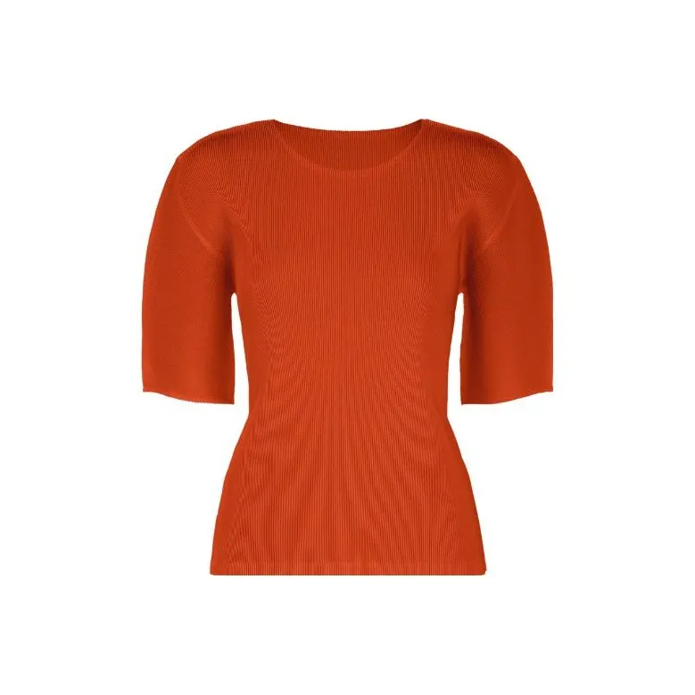 PLEATS PLEASE ISSEY MIYAKE Drop Shoulder Sleeve T Shirt Women's Orange-0