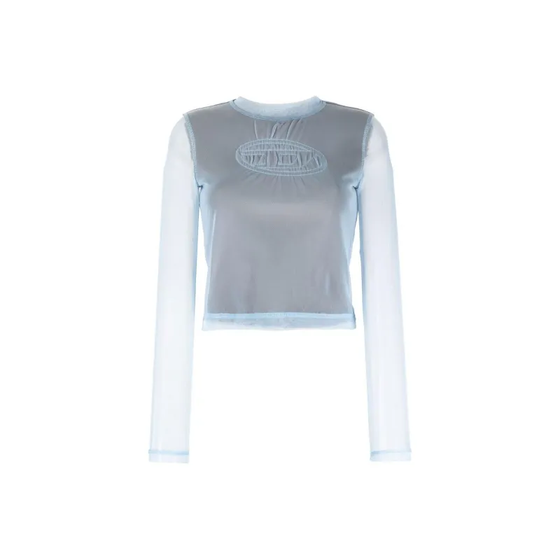 DIESEL OVAL-D Series Crop Tops Women's Blue-0