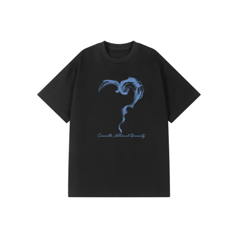 Caramella Drop Shoulder Sleeve T Shirt Unisex Black-0