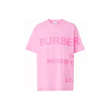 Burberry Carrick Logo Print Cotton Jersey T shirt Pink
