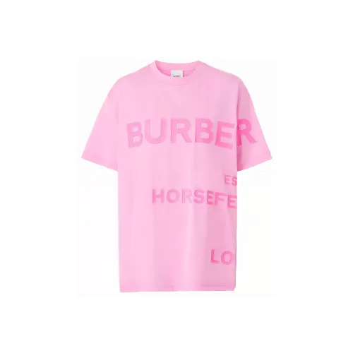 Burberry Carrick Logo Print Cotton Jersey T shirt Pink