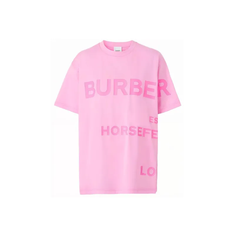 Burberry Carrick Logo Print Cotton Jersey T shirt Pink-0