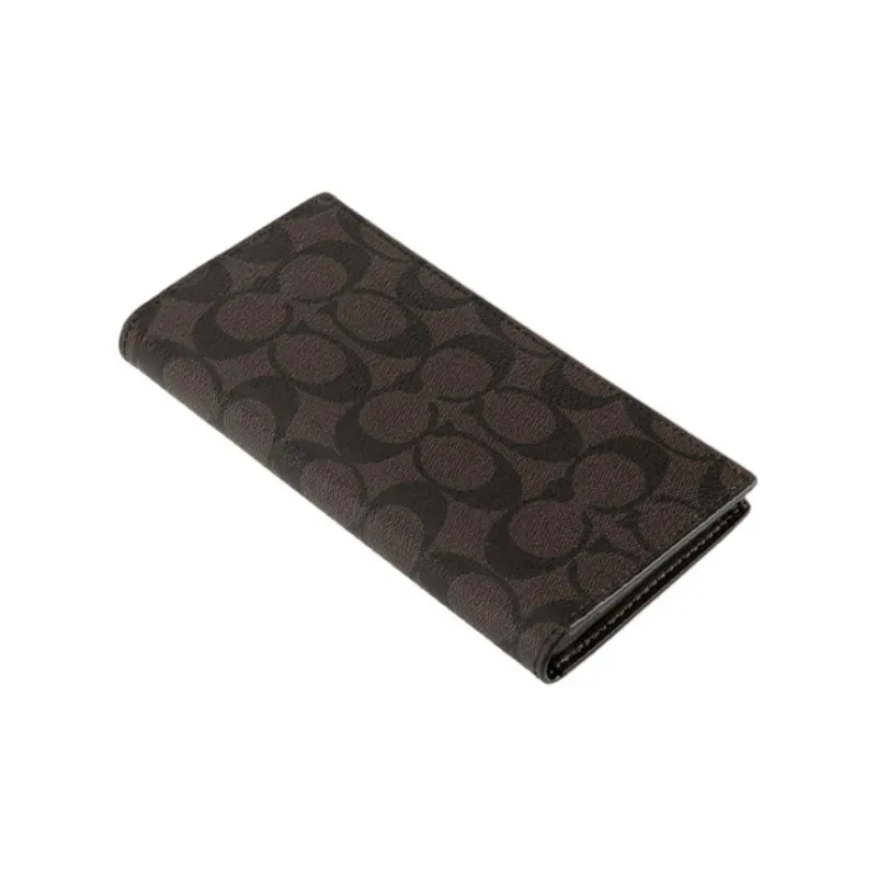 COACH Monogram Canvas With Leather Wallet, Wallet Men's Dark Coffee-1