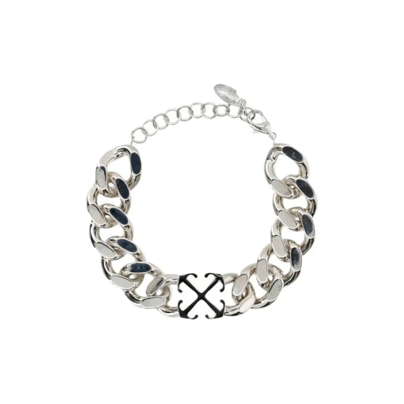 OFF WHITE Enamel Arrow Curb Chained Bracelet-0