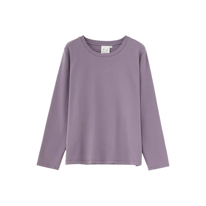 DEER AND FLYER Long-Sleeved T-Shirt Women's Cream Purple-0