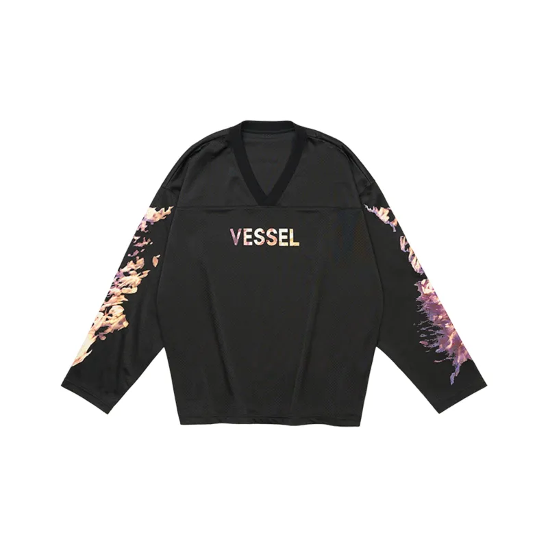 VESSEL x HUIDAOWEILAI,LIANMINGKUAN Sweatshirt Unisex Back To Future Flame Jersey-0