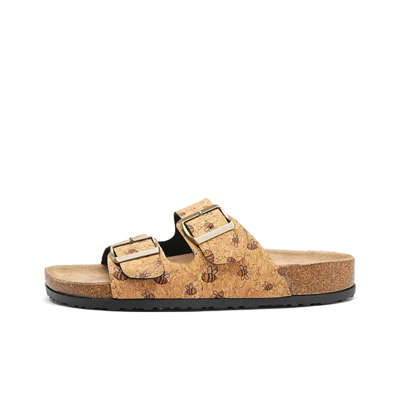 OUGLEMEN Cork Sole Quiet Abrasion Resistant Slide Slippers Women's-11