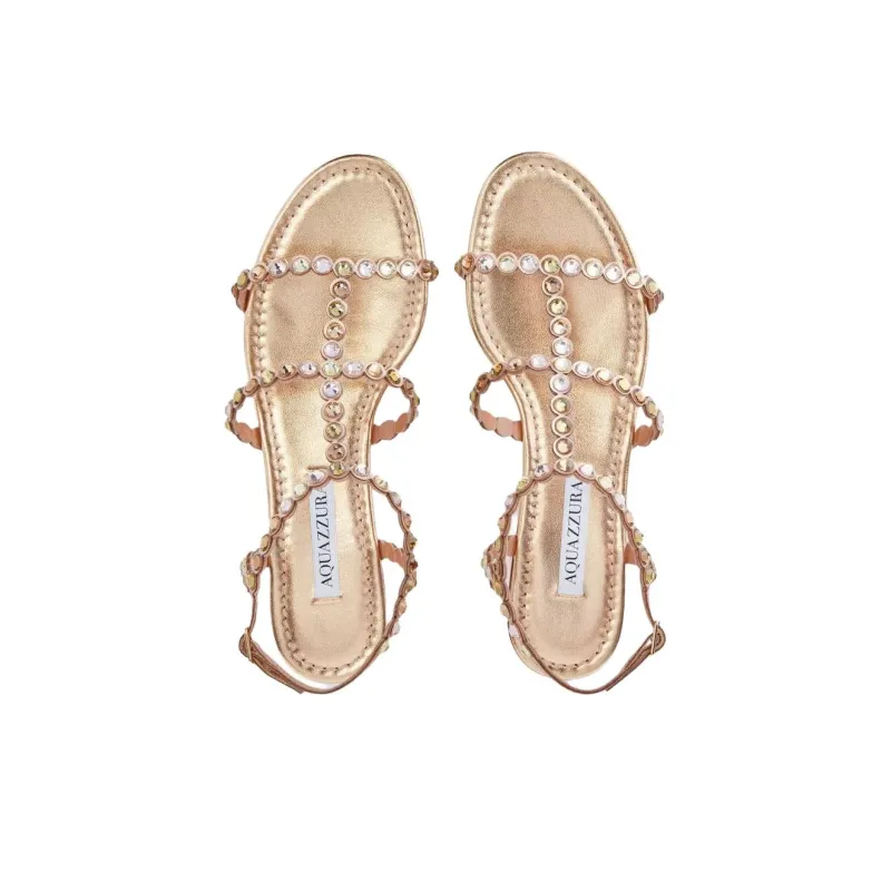 AQUAZZURA Tequila One Strap Sandals Women's Gold-3