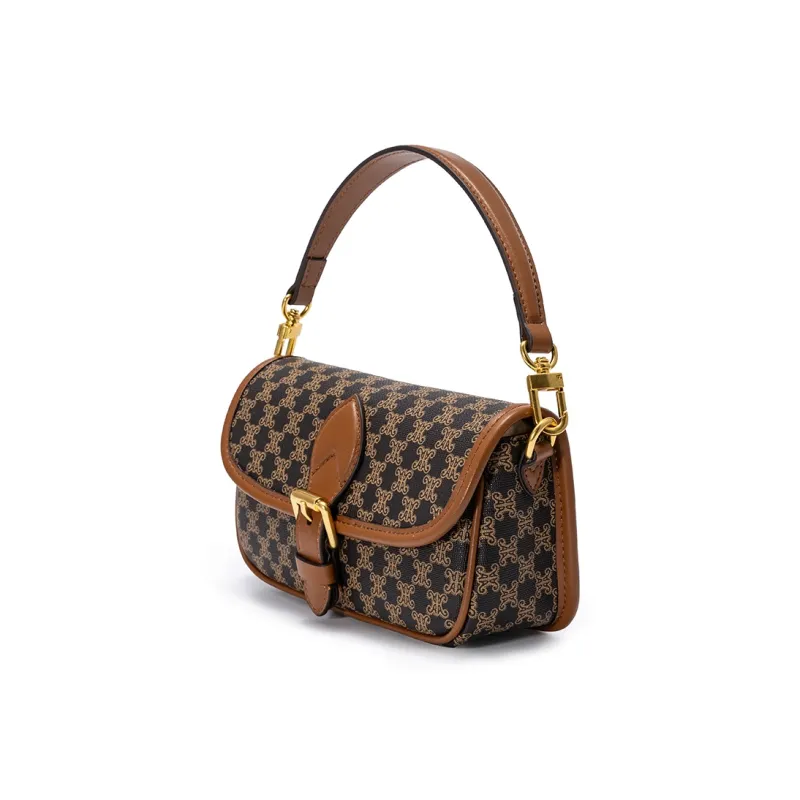 AQUASCUTUM PVC Spliced With Artificial Leather Crossbody One Shoulder Handbag Small Size Women's Coffee-2
