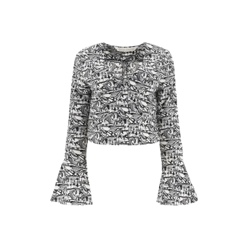 PALM ANGELS Waves Cotton Blouse-0