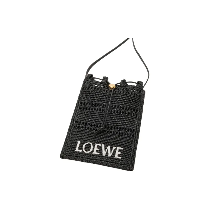 LOEWE Raffia Crossbody Bag Men's Black-3