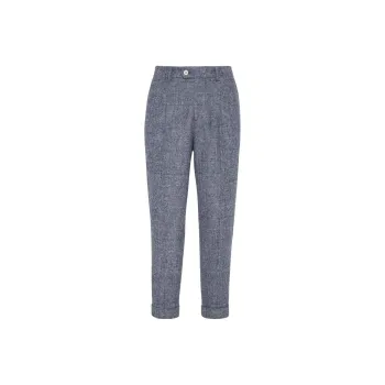 Brunello Cucinelli Prince Of Wales-check Pleated Trousers