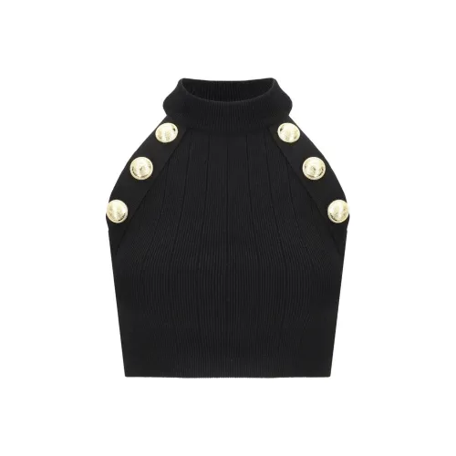 BALMAIN Halterneck Knit Cropped Top