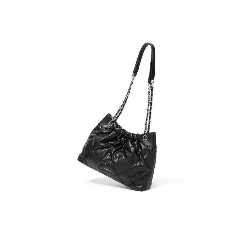 CinvaiKrose Synthetic Leather Shoulder Bag, Tote Bag, Shopping Bag Large Size Women's Black/White-3