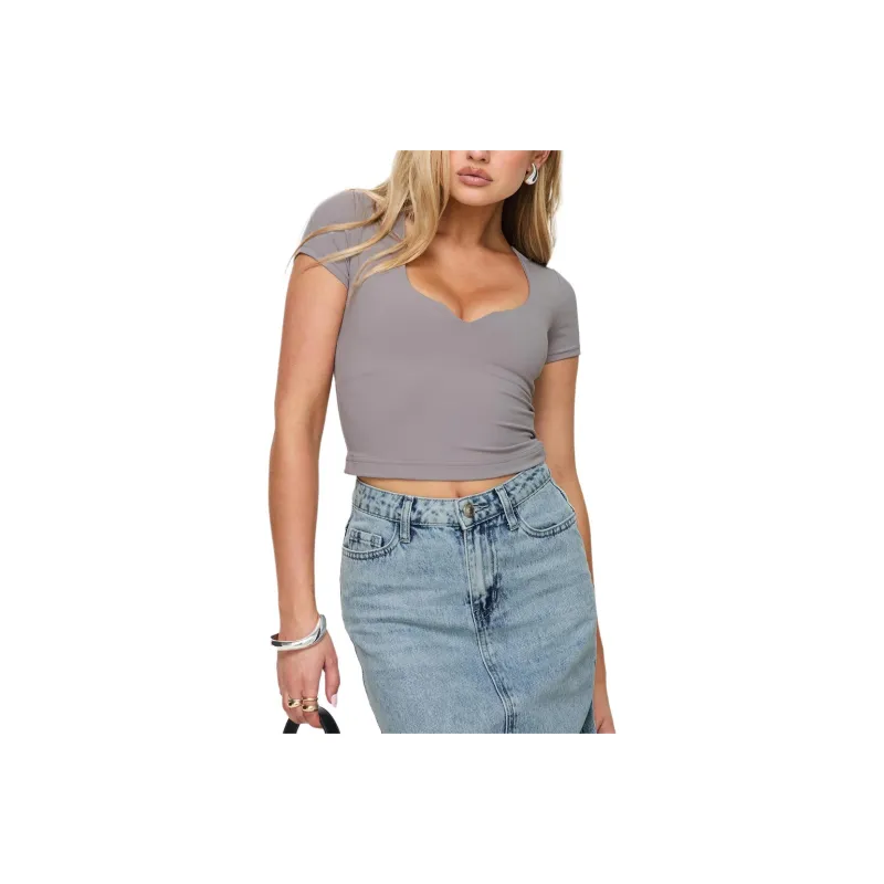 PRINCESS POLLY T-Shirt Women's Gray/Gray-0