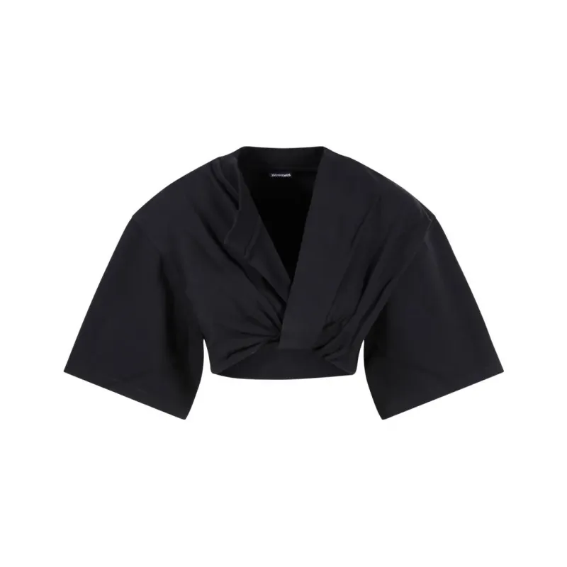 Jacquemus Le T-shirt Bahia Court Cotton Crop Top-0