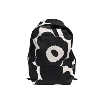Marimekko Cotton Backpack Unisex Black & Gray White