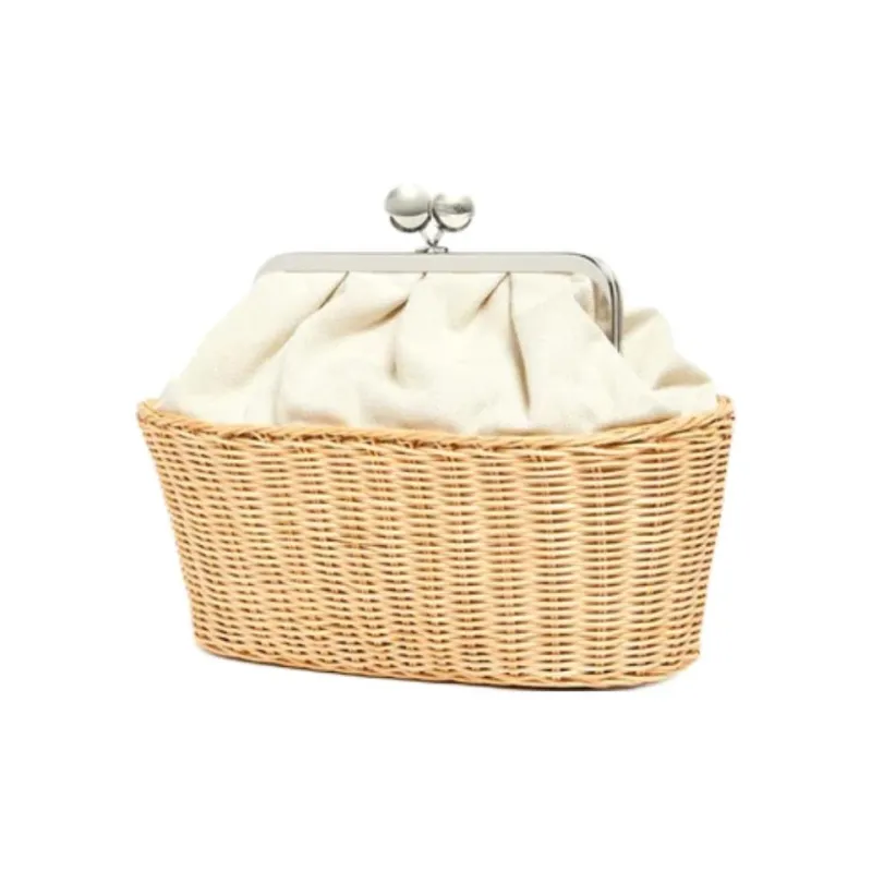 WEEKEND MaxMara Pasticcino Cotton One Shoulder Clutch Medium Size Women's Beige-1