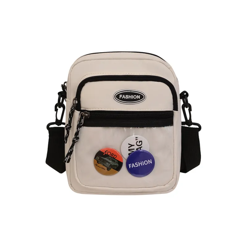 Land Gulls Nylon Shoulder Bag, Crossbody Bag Regular Unisex Blue/Black/Apricot-4