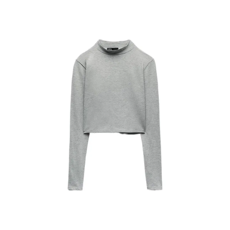ZARA Drop Shoulder Sleeve T-Shirt Women's Zebra Print Gray-0